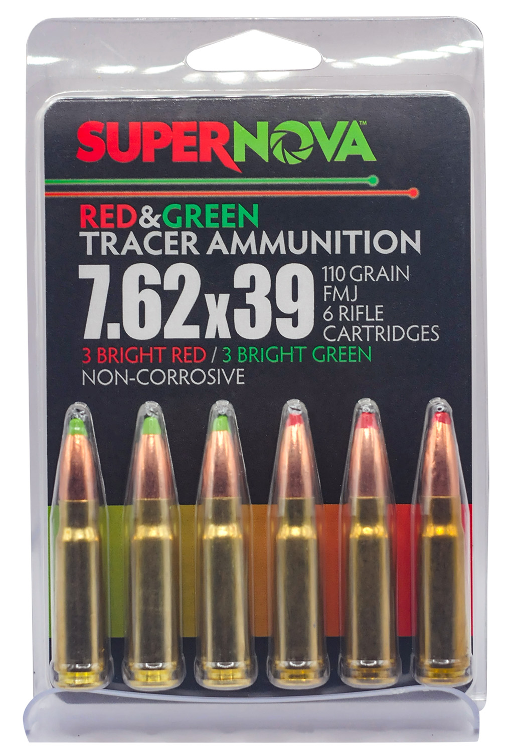 Supernova PMSN762MP Green/Red Tracer 7.62x39mm 110gr Full Metal Jacket 6 Per Box/60 Case 3 Supernova PMSN762MP Green/Red Tracer 7.62x39mm 110gr Full Metal Jacket 6 Per Box/60 Case