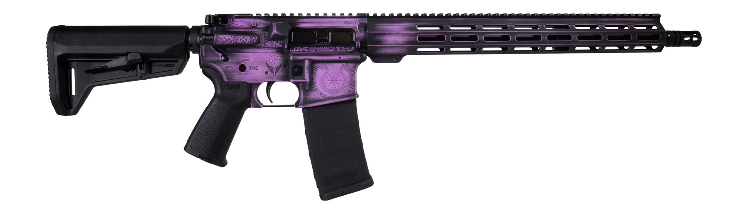 Shark Coast Tactical 300-133-1000-25 Valkyrie 5.56 NATO 30+1 16" Black Melonite Threaded Barrel, Distressed Purple Cerakote w/Norse Engraving Aluminum Receiver w/Picatinny Rail, M-LOK Handguard, Magpu 3 Shark Coast Tactical 300-133-1000-25 Valkyrie 5.56 NATO 30+1 16" Black Melonite Threaded Barrel, Distressed Purple Cerakote w/Norse Engraving Aluminum Receiver w/Picatinny Rail, M-LOK Handguard, Magpu