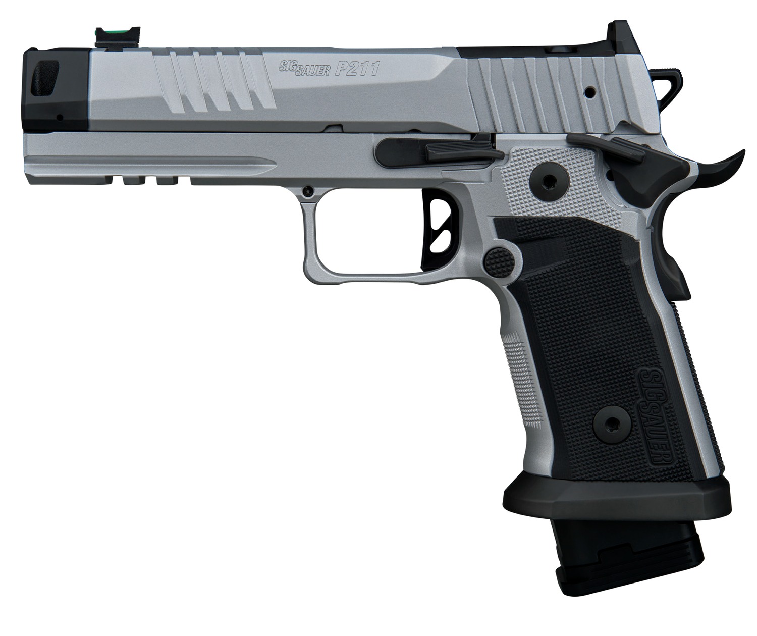 Sig Sauer 211F9GTOSILVER P211 Quicksilver Full Size 9mm Luger 23+1 4.40" Stainless Bull w/MACH3D Compensator Barrel, Silver Cerakote Stainless Steel Integrated Compensator/Optic Ready/Serrated Slide & 3 Sig Sauer 211F9GTOSILVER P211 Quicksilver Full Size 9mm Luger 23+1 4.40" Stainless Bull w/MACH3D Compensator Barrel, Silver Cerakote Stainless Steel Integrated Compensator/Optic Ready/Serrated Slide &