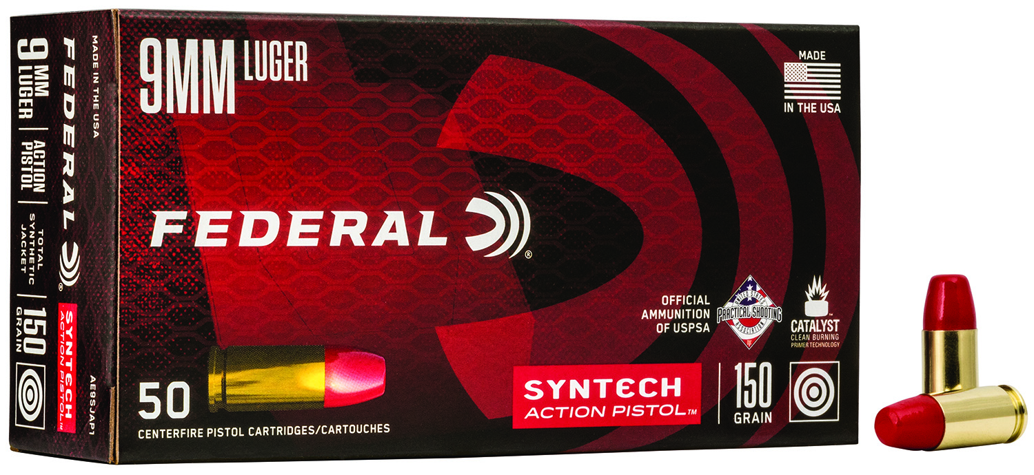 Federal AE9SJAP1 American Eagle Syntech Action Pistol 9mmLuger 150gr Total Syntech Jacket Flat Nose 50 Per Box/10 Case 3 Federal AE9SJAP1 American Eagle Syntech Action Pistol 9mmLuger 150gr Total Syntech Jacket Flat Nose 50 Per Box/10 Case