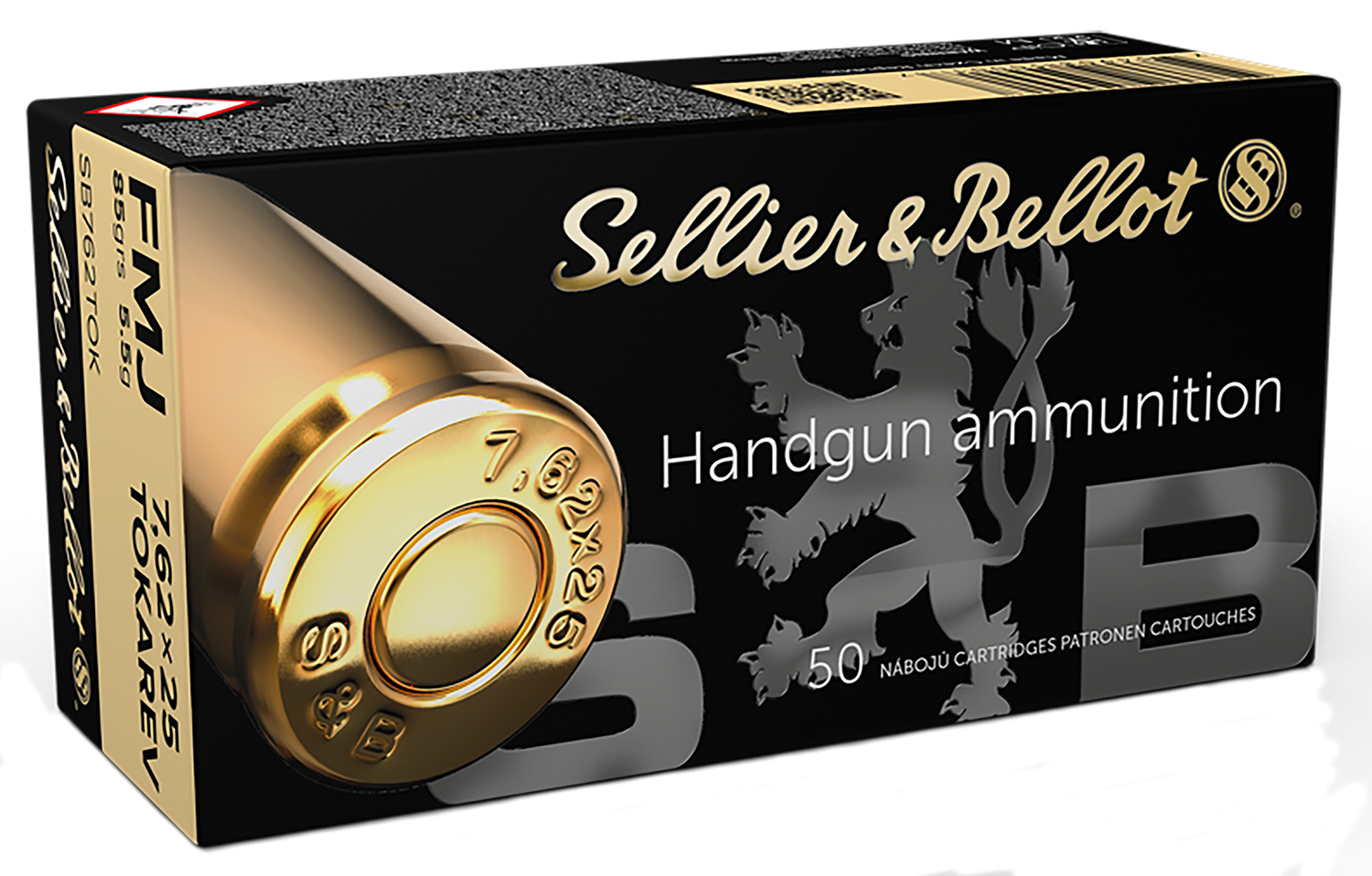 Sellier & Bellot SB762TOK Handgun 7.62x25mmTokarev 85gr Full Metal Jacket 50 Per Box/30 Case 3 Sellier & Bellot SB762TOK Handgun 7.62x25mmTokarev 85gr Full Metal Jacket 50 Per Box/30 Case
