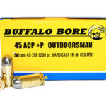 Buffalo Bore Ammunition 4525520 Outdoorsman Strictly Business 45ACP +P 255gr Hard Cast Flat Nose 20 Per Box/12 Case 2 80770