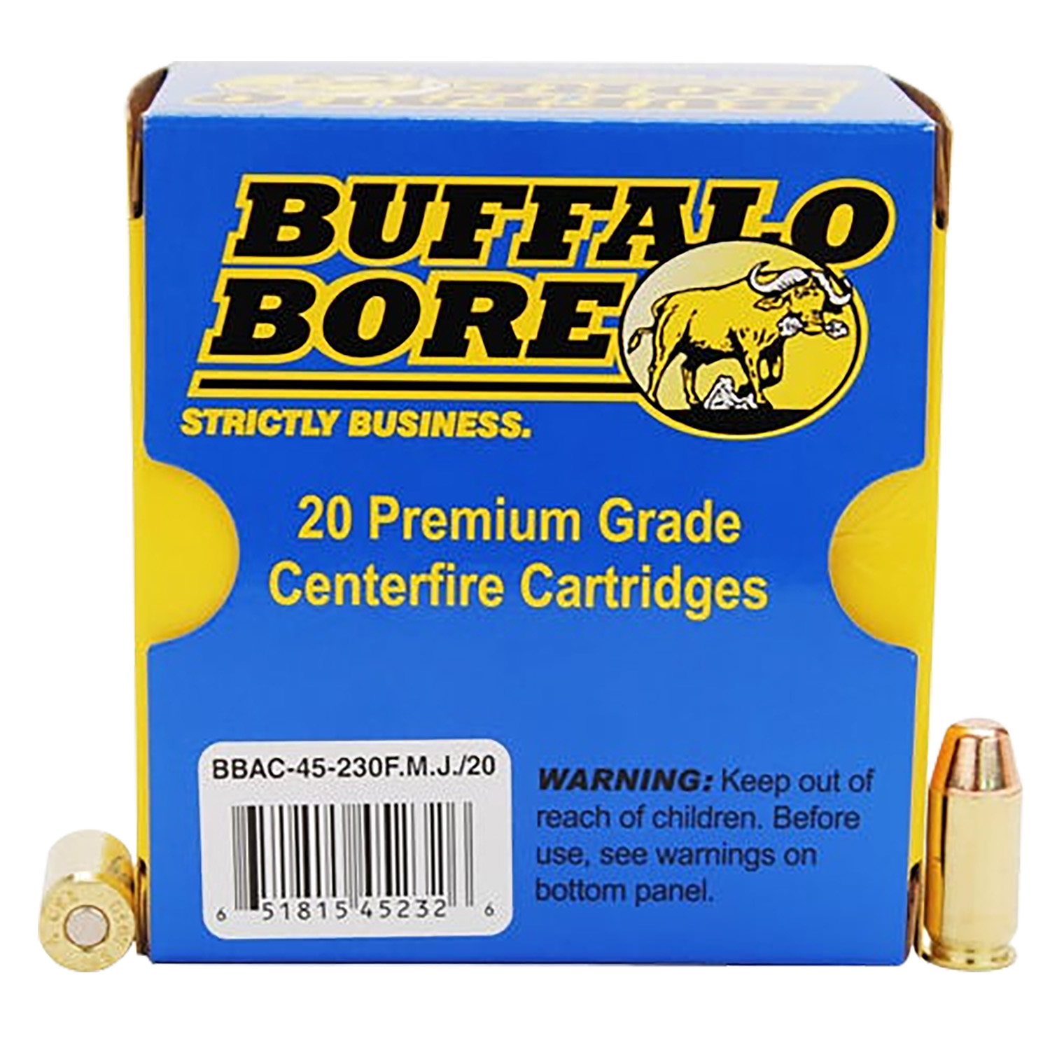 Buffalo Bore Ammunition 45230FMJ20 Personal Defense Strictly Business 45ACP +P 230gr Full Metal Jacket Flat Nose 20 Per Box/12 Case 3 Buffalo Bore Ammunition 45230FMJ20 Personal Defense Strictly Business 45ACP +P 230gr Full Metal Jacket Flat Nose 20 Per Box/12 Case