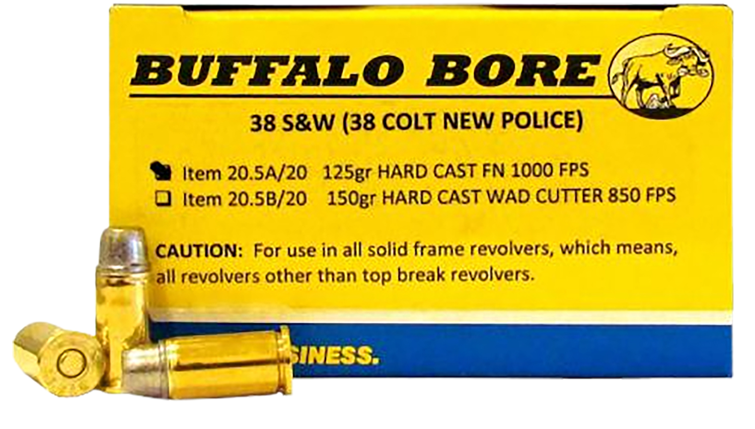 Buffalo Bore Ammunition 205A20 Personal Defense Strictly Business 38S&W 125gr Hard Cast Flat Nose 20 Per Box/12 Case 3 Buffalo Bore Ammunition 205A20 Personal Defense Strictly Business 38S&W 125gr Hard Cast Flat Nose 20 Per Box/12 Case