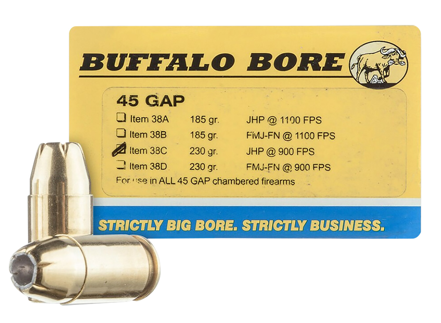 Buffalo Bore Ammunition 38C20 Personal Defense Strictly Business 45GAP 230gr Jacket Hollow Point 20 Per Box/12 Case 3 Buffalo Bore Ammunition 38C20 Personal Defense Strictly Business 45GAP 230gr Jacket Hollow Point 20 Per Box/12 Case