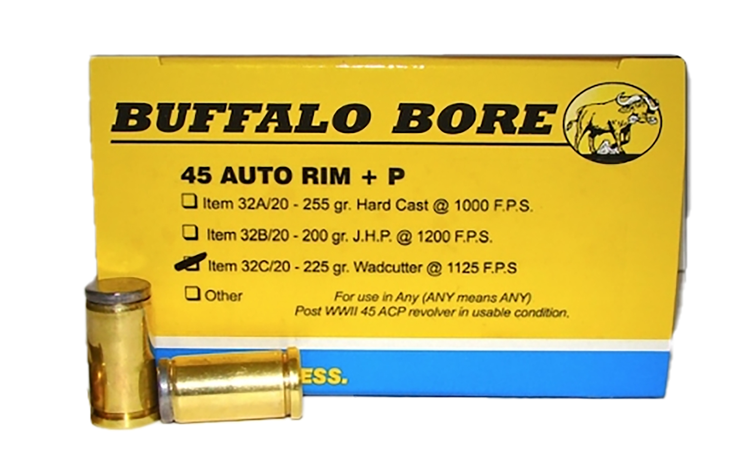 Buffalo Bore Ammunition 32C20 Personal Defense Strictly Business 45Auto Rim +P 225gr Wadcutter 20 Per Box/12 Case 3 Buffalo Bore Ammunition 32C20 Personal Defense Strictly Business 45Auto Rim +P 225gr Wadcutter 20 Per Box/12 Case