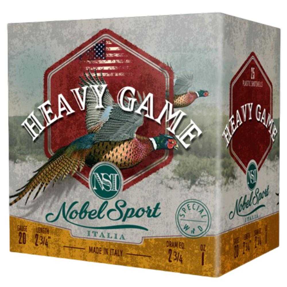 Nobel Sport Heavy Game Shotshells 20 ga 2-3/4" 1 oz 1250 fps #8 25/ct 3 Nobel Sport Heavy Game Shotshells 20 ga 2-3/4" 1 oz 1250 fps #8 25/ct