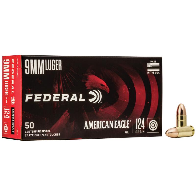 Federal American Eagle Handgun Ammunition 9mm Luger 124 gr FMJ 1150 fps 1000/ct 3 Federal American Eagle Handgun Ammunition 9mm Luger 124 gr FMJ 1150 fps 1000/ct