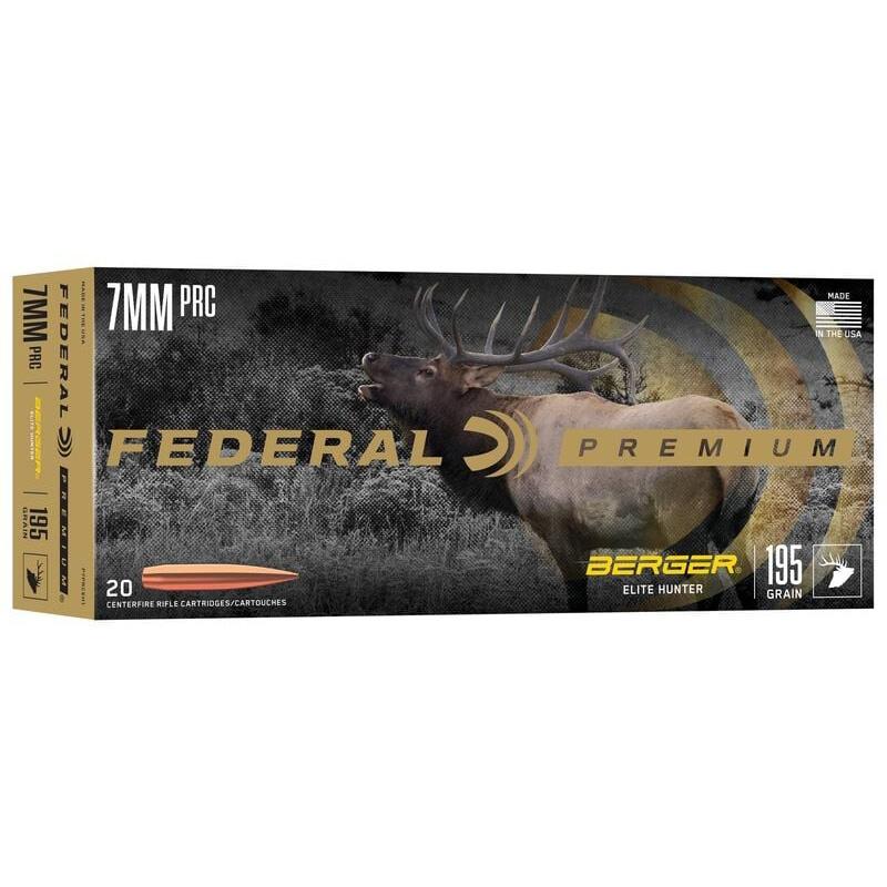 Federal Berger Elite Hunter Rifle Ammunition 7mm PRC 195gr HPBT 2760 fps 20/ct 3 Federal Berger Elite Hunter Rifle Ammunition 7mm PRC 195gr HPBT 2760 fps 20/ct