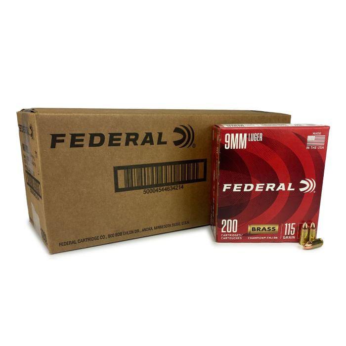 Federal Champion Handgun Ammunition 9mm Luger 115 gr FMJ 1125 fps 1000/ct Case(5-200/ct) 3 Federal Champion Handgun Ammunition 9mm Luger 115 gr FMJ 1125 fps 1000/ct Case(5-200/ct)