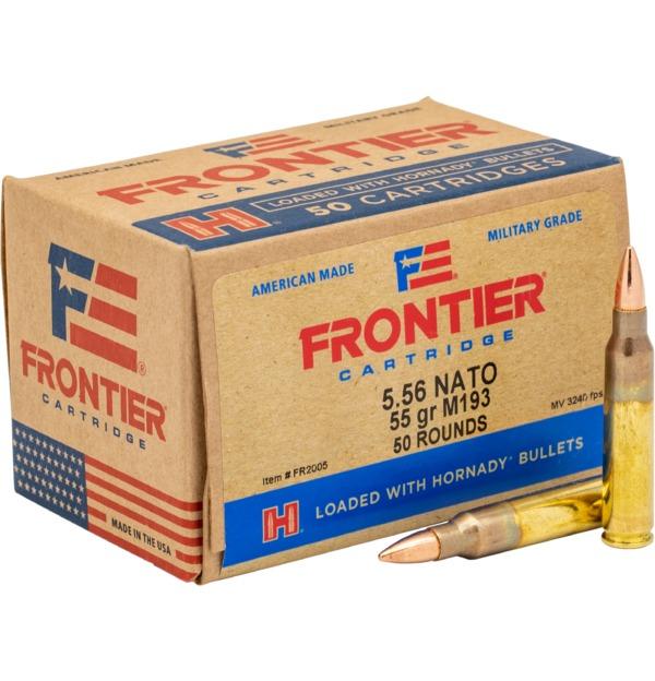 Hornady Frontier Rifle Ammunition XM193 5.56X45 NATO 55 gr FMJ 3240 fps 50/ct 3 Hornady Frontier Rifle Ammunition XM193 5.56X45 NATO 55 gr FMJ 3240 fps 50/ct