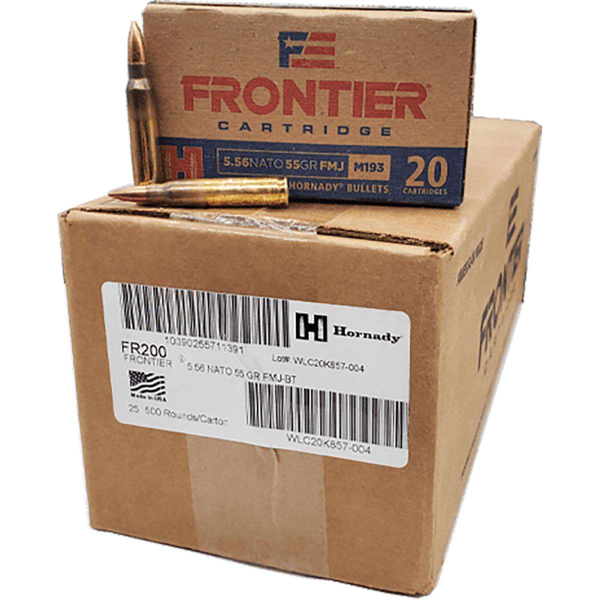 Hornady Frontier FM193 Rifle Ammunition 5.56X45 NATO 55 gr FMJ 3240 fps 500/ct Case (25-20ct) 3 Hornady Frontier FM193 Rifle Ammunition 5.56X45 NATO 55 gr FMJ 3240 fps 500/ct Case (25-20ct)