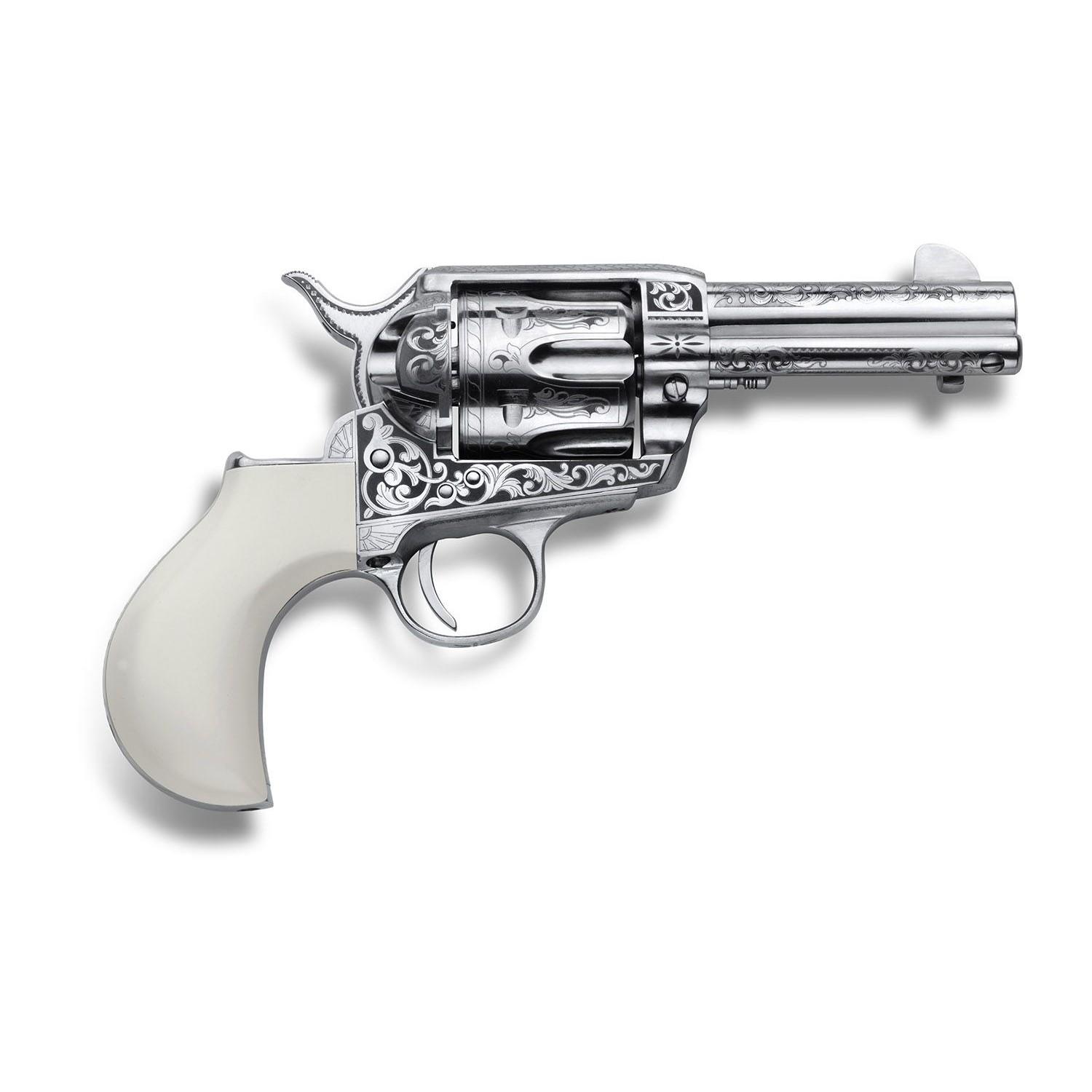 Cimarron Firearms Huckleberry Handgun .45 Colt 6rd Capacity 3.5" Barrel Nickel Finish Poly Ivory Grip 2 Cimarron Firearms Huckleberry Handgun .45 Colt 6rd Capacity 3.5" Barrel Nickel Finish Poly Ivory Grip