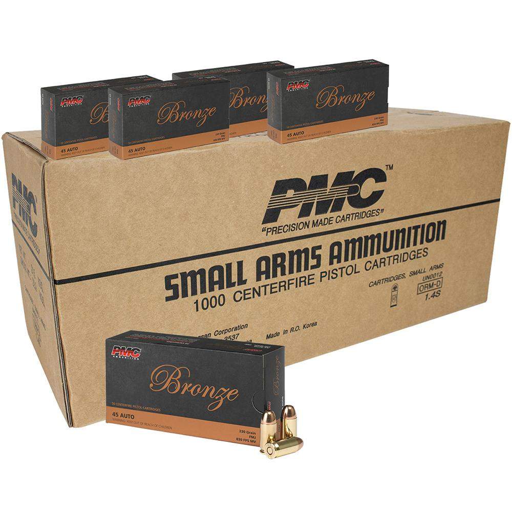 PMC Bronze .45 ACP Handgun Ammunition 230 gr FMJ 830 fps 1000/ct 3 PMC Bronze .45 ACP Handgun Ammunition 230 gr FMJ 830 fps 1000/ct