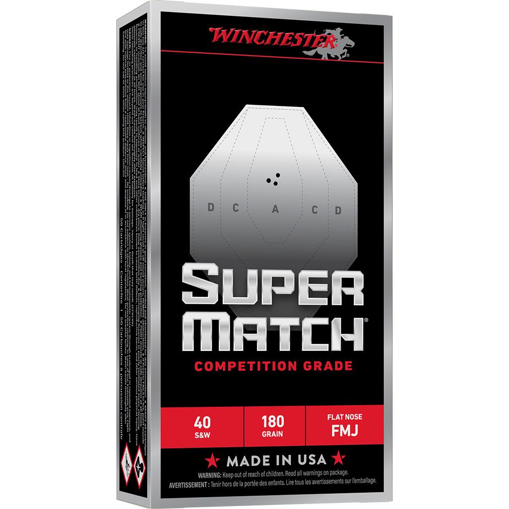 Winchester Super Match Handgun Ammunition 40 S&W 180gr FMJ 1010fps 50/ct 3 Winchester Super Match Handgun Ammunition 40 S&W 180gr FMJ 1010fps 50/ct