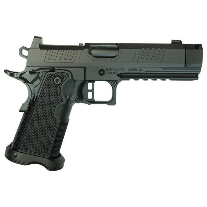 Alpha Foxtrot AF1911-Romulus MOS Adapter Handgun 9mm Luger 20rd Magazines(5) 4.25" Comp Threaded Barrel DLC Black