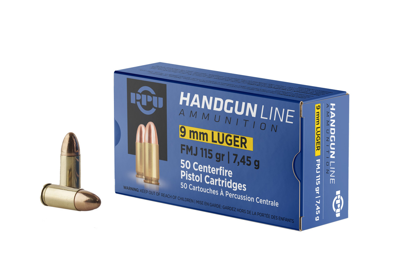 PPU 9 MM LUGER 115GR FMJ 50RD BOX 20 BOXES PER CASE 3 PPU 9 MM LUGER 115GR FMJ 50RD BOX 20 BOXES PER CASE