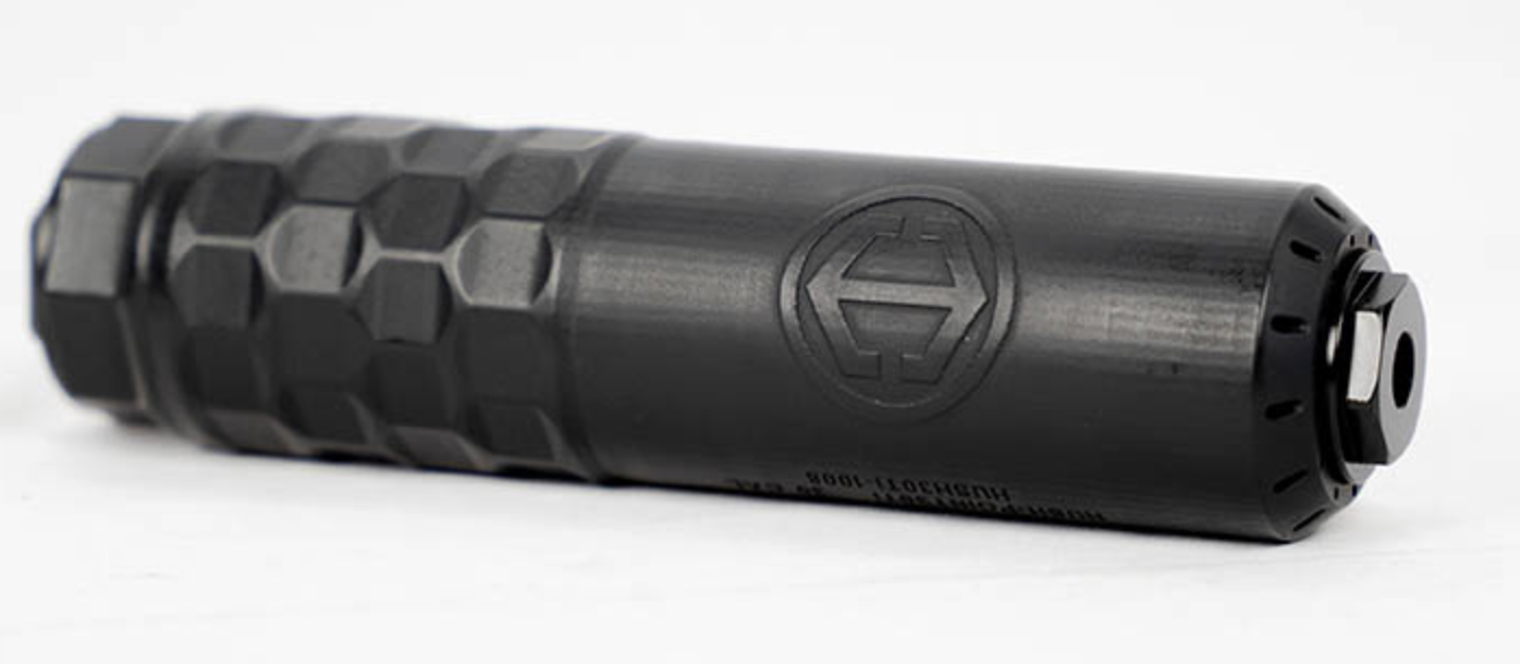 HUSH-POINT 30 SUPPRESSOR .30 CAL INCONEL FLOW-THRU, DT/HUB, 1/2X28 & 5/8X24 CAPS, FULL-AUTO RATED