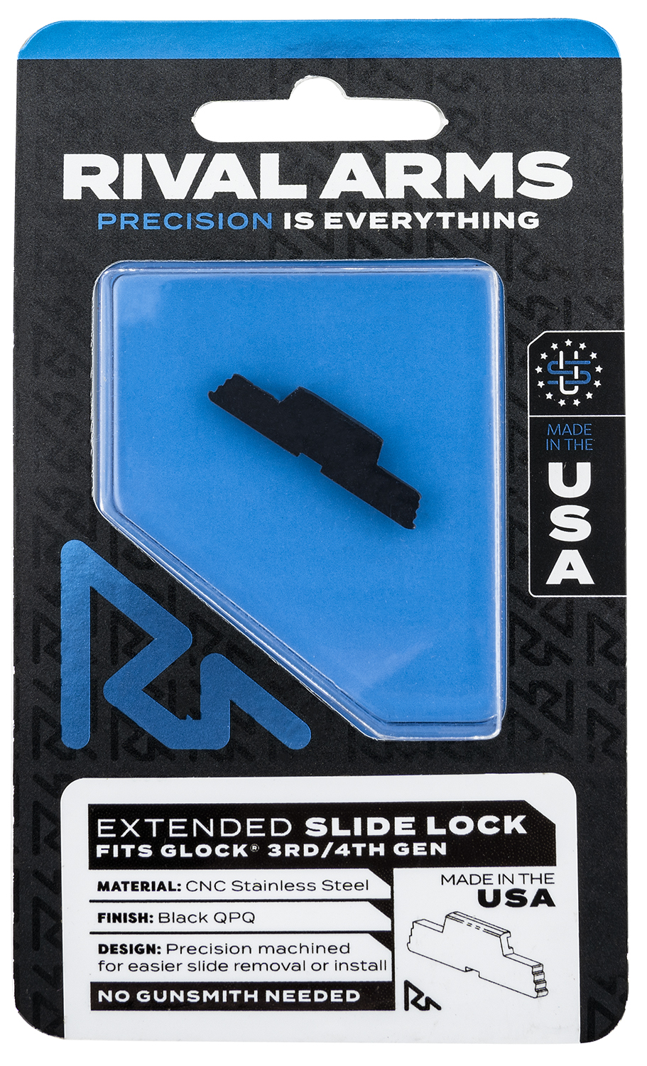 Rival Arms RA80G001A Slide Lock Extended Compatible w/Glock Gen3-4 Stainless Steel 3 Rival Arms RA80G001A Slide Lock Extended Compatible w/Glock Gen3-4 Stainless Steel