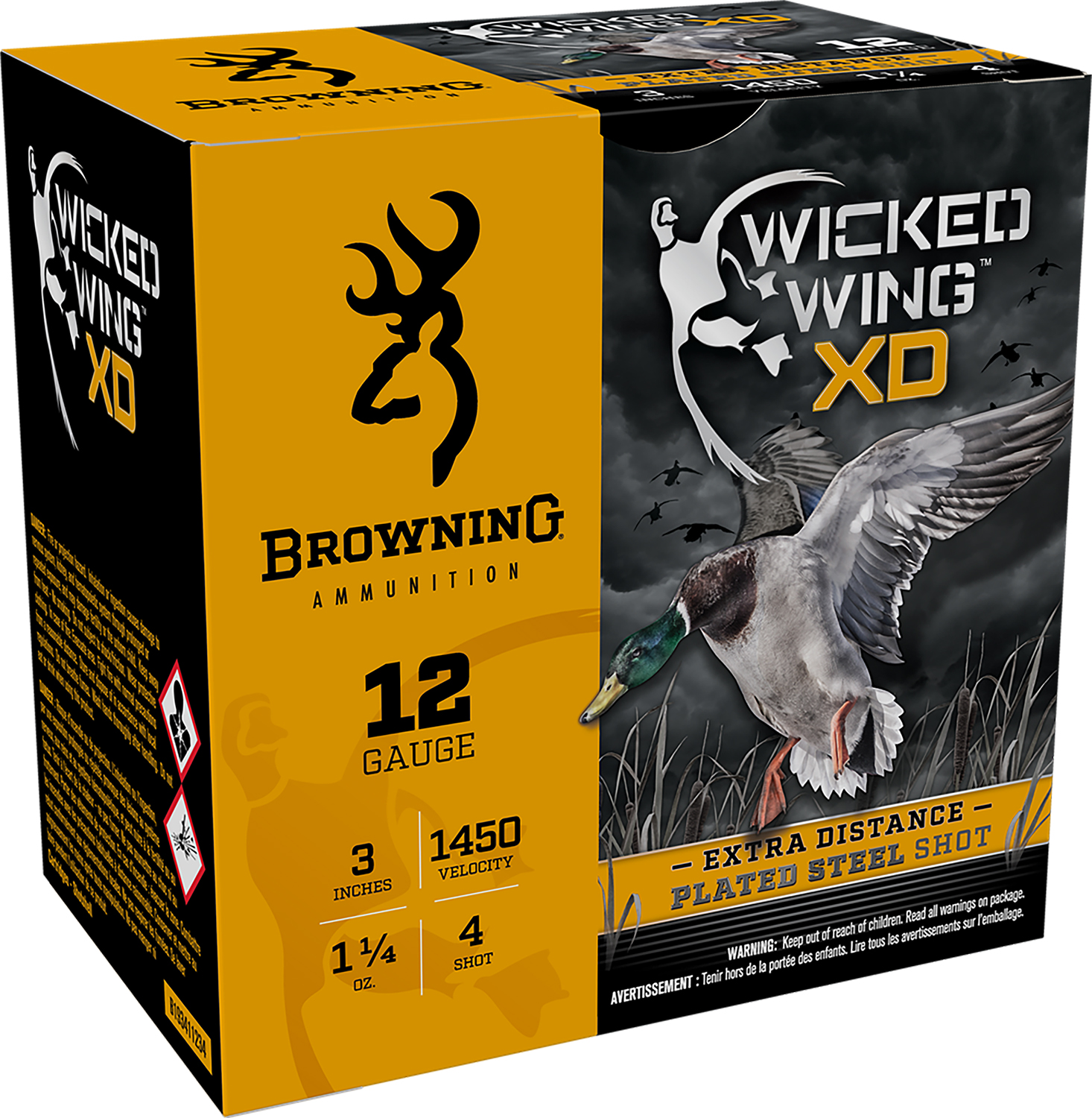 Browning Ammo B193411234 Wicked Wing XD 12Gauge 3" 1 1/4oz 4Shot 25 Per Box/10 Case 3 Browning Ammo B193411234 Wicked Wing XD 12Gauge 3" 1 1/4oz 4Shot 25 Per Box/10 Case
