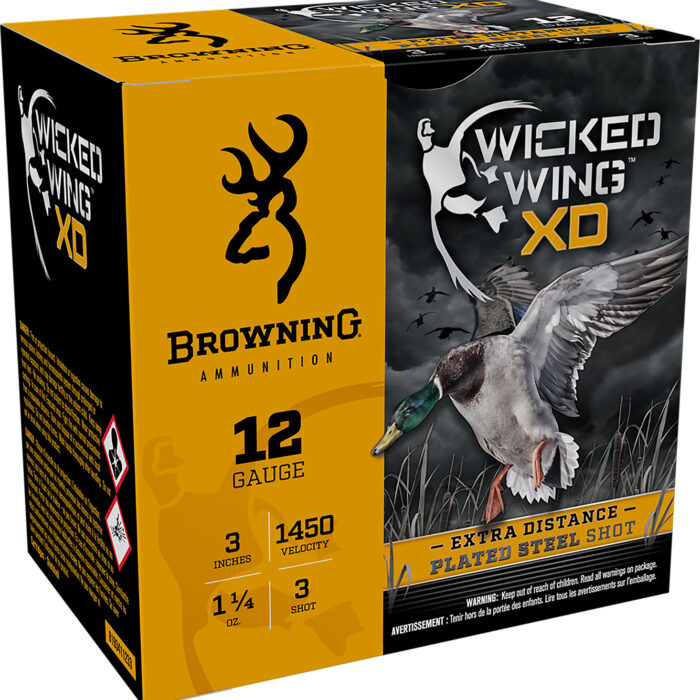 Browning Ammo B193411233 Wicked Wing XD  12Gauge 3" 1 1/4oz 3Shot 25 Per Box/10 Case