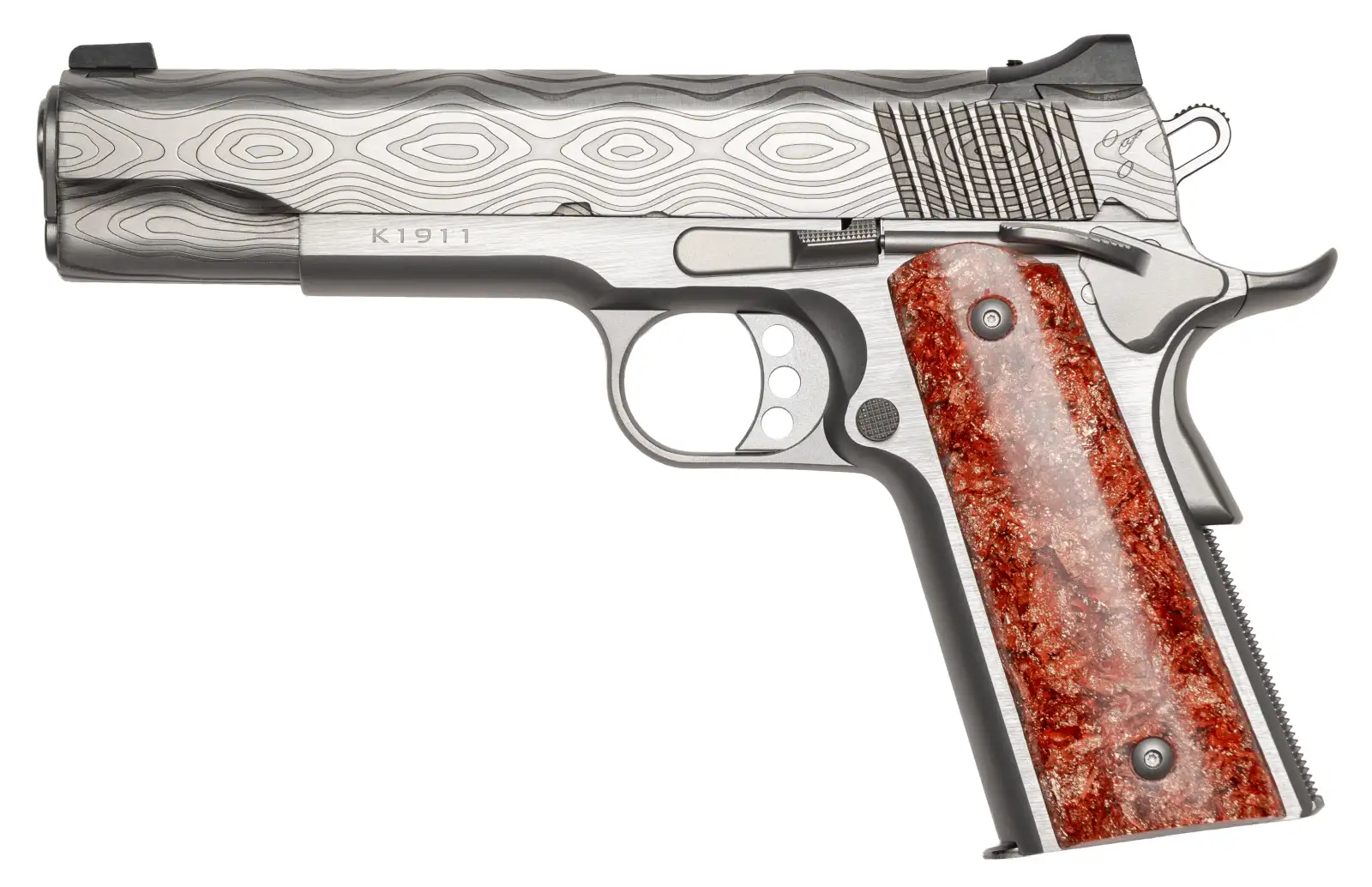 KIMBER 1911 SIENNA 45ACP PISTOL STAINLESS ENGRAVED DEMASCUS PATTERN 1 OF 300 3 KIMBER 1911 SIENNA 45ACP PISTOL STAINLESS ENGRAVED DEMASCUS PATTERN 1 OF 300