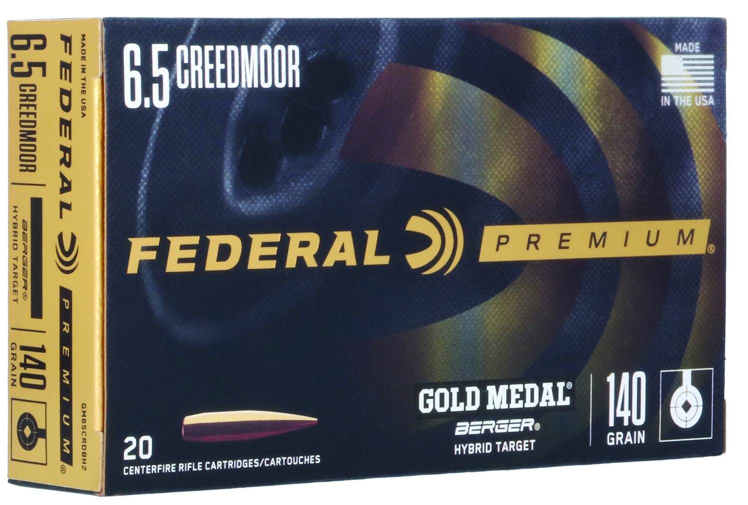 Federal GM65CRDBH2 Premium Gold Medal 6.5Creedmoor 140gr Berger Hybrid Target 20 Per Box/10 Case 3 Federal GM65CRDBH2 Premium Gold Medal 6.5Creedmoor 140gr Berger Hybrid Target 20 Per Box/10 Case