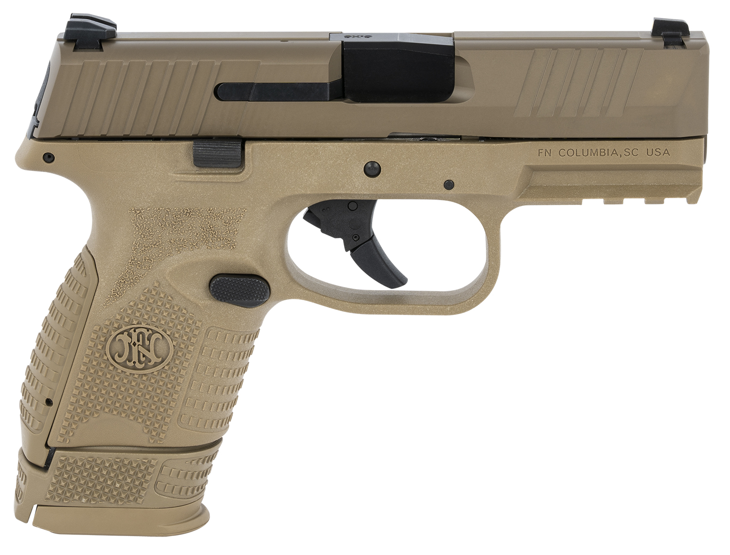 Catalog 78 FN 66100818 509 Compact 9mm Luger 3.70" Barrel 12+1 Or 15+1, Flat Dark Earth Polymer Frame With Mounting Rail, Flat Dark Earth Stainless Steel Slide, No Manual Safety