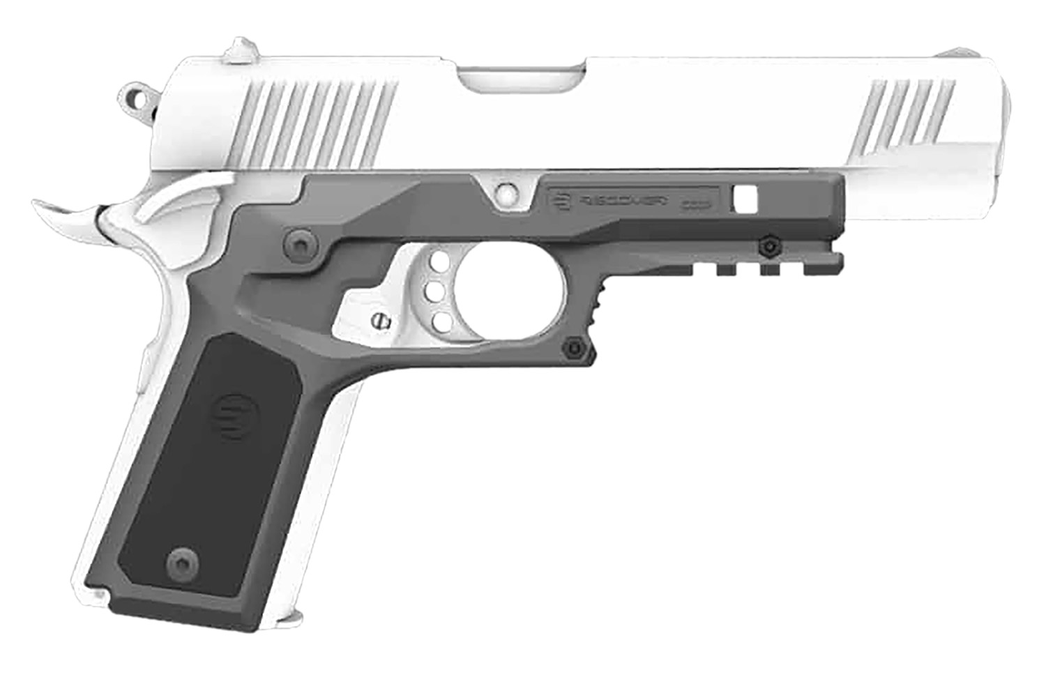 Recover Tactical CC3P0401 Frame Grip Gray Polymer Frame with Interchangeable Black & Gray Panels for Standard Frame 1911 3 Recover Tactical CC3P0401 Frame Grip Gray Polymer Frame with Interchangeable Black & Gray Panels for Standard Frame 1911