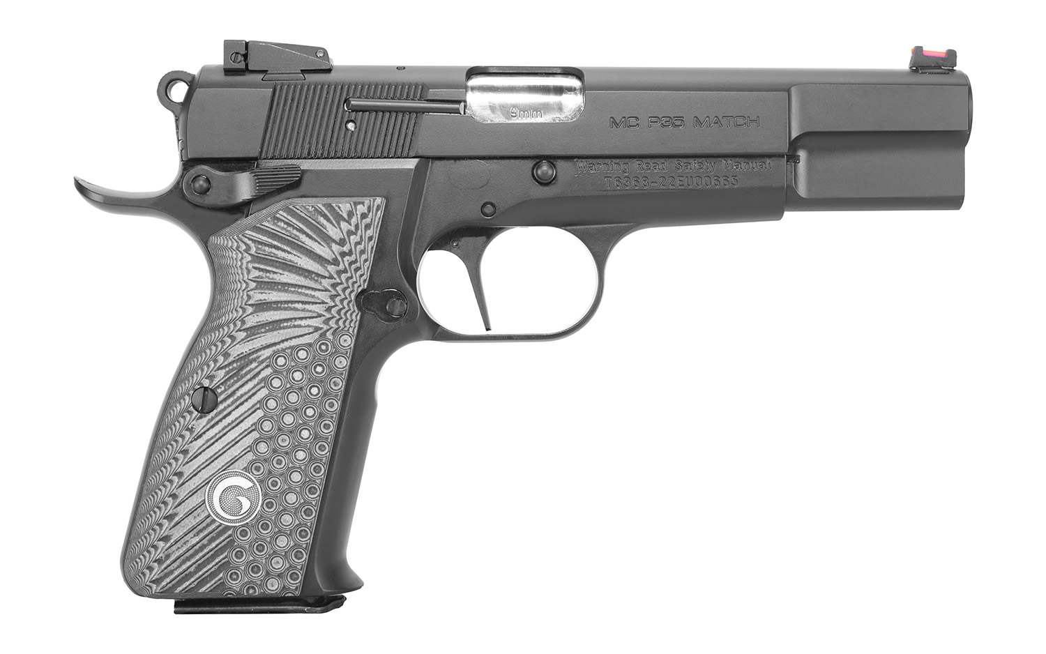 EAA GIRSAN 390465 MCP 35 Match 9mm Luger 15+1, 4.87" Stainless Steel Barrel, Matte Black Serrated Slide, Matte Black Steel Frame w/Beavertail, Black/Gray Checkered Grip, Ambidextrous 3 EAA GIRSAN 390465 MCP 35 Match 9mm Luger 15+1, 4.87" Stainless Steel Barrel, Matte Black Serrated Slide, Matte Black Steel Frame w/Beavertail, Black/Gray Checkered Grip, Ambidextrous