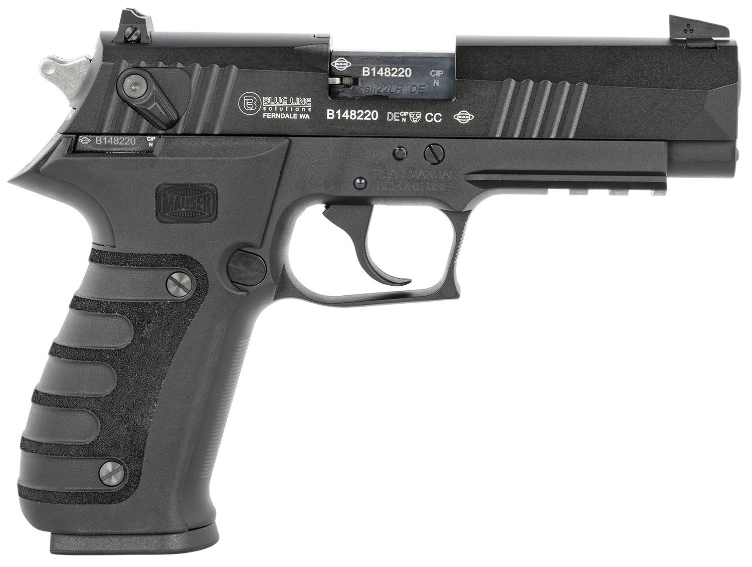Mauser Rimfire 4010101 M20 22 LR 10+1 4" Black Steel Barrel, Black Serrated Slide, Black Aluminum Frame w/Picatinny Rail, Black Molded Grip, Ambidextrous 3 Mauser Rimfire 4010101 M20 22 LR 10+1 4" Black Steel Barrel, Black Serrated Slide, Black Aluminum Frame w/Picatinny Rail, Black Molded Grip, Ambidextrous