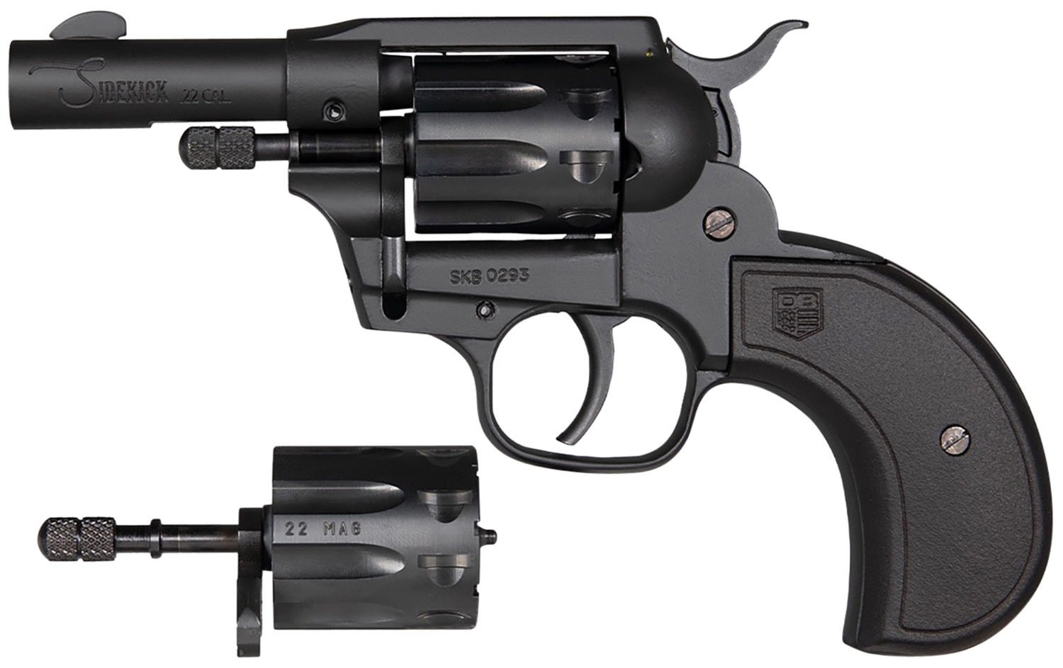 Diamondback DB0600A001 Sidekick 22 LR/22 Mag 9 Shot 3" Black Cerakote Steel Barrel & Cylinder, Zinc Alloy Frame, Black Birdshead Polymer Grip, Hammer Safety, Exposed Hammer