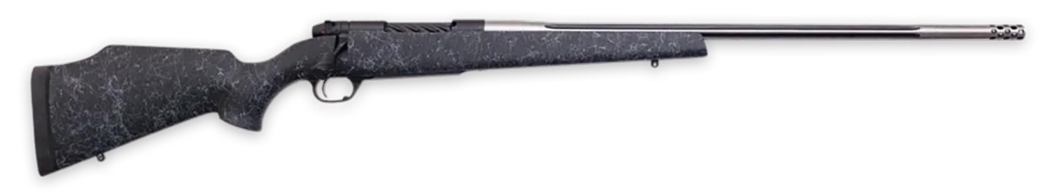 Weatherby MAM01N7MMPR8B Mark V Accumark 7mm PRC 3+1 24" Threaded/Fluted Stainless Barrel, Graphite Black Rec, Gray Webbed Black Monte Carlo Stock, Accubrake Muzzle Brake, Adj. TriggerTech Trigger 3 Weatherby MAM01N7MMPR8B Mark V Accumark 7mm PRC 3+1 24" Threaded/Fluted Stainless Barrel, Graphite Black Rec, Gray Webbed Black Monte Carlo Stock, Accubrake Muzzle Brake, Adj. TriggerTech Trigger