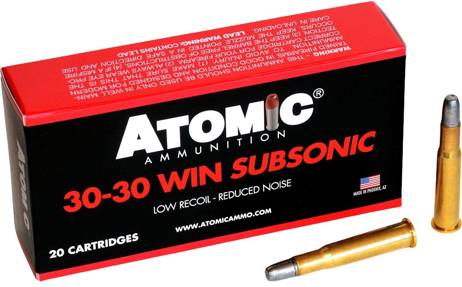 Atomic Ammunition 00410 Subsonic 30-30Win 165gr Lead Round Nose Flat Point 20 Per Box/10 Case 3 Atomic Ammunition 00410 Subsonic 30-30Win 165gr Lead Round Nose Flat Point 20 Per Box/10 Case