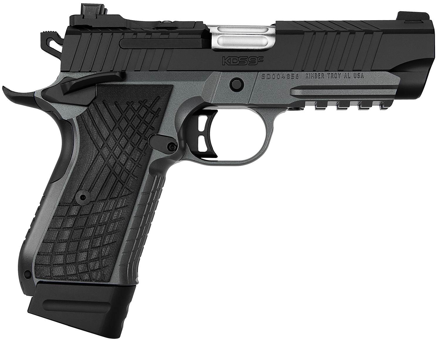 Kimber Mfg.,inc 3100015 KDS9C  9mm 15+1 4.09" KimPro Gray/Black Front and Rear Serrations Stainless Steel Black Crosshatch cut G-10 Grip