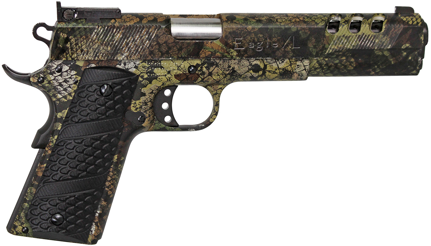 Iver Johnson Arms EAGLEXL10P Eagle XL10P Swamp Snake  10mm 8+1 6" Swamp Snake Hydrographic Front/Rear Angled Serrations Ported 4140 Steel Slide G-10 Snake Skin Grip