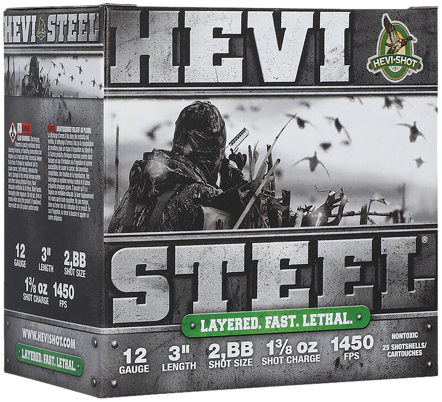 HEVI-Shot HS60288 HEVI-Steel Waterfowl 12Gauge 3" 1 3/8oz 2/BBShot 25 Per Box/10 Case 3 HEVI-Shot HS60288 HEVI-Steel Waterfowl 12Gauge 3" 1 3/8oz 2/BBShot 25 Per Box/10 Case
