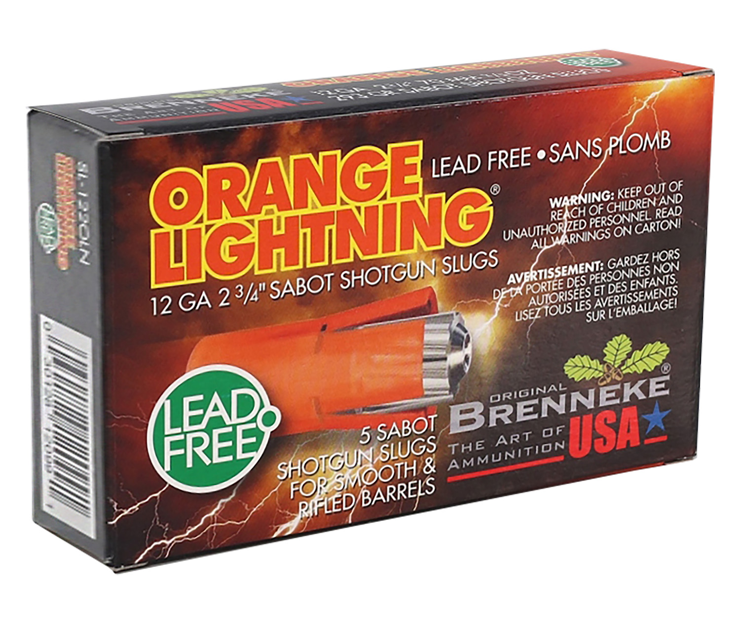 Brenneke SL122OLN Orange Lightning 12Gauge 2.75" 2/3oz Slug Shot 5 Per Box/50 Case 3 Brenneke SL122OLN Orange Lightning 12Gauge 2.75" 2/3oz Slug Shot 5 Per Box/50 Case