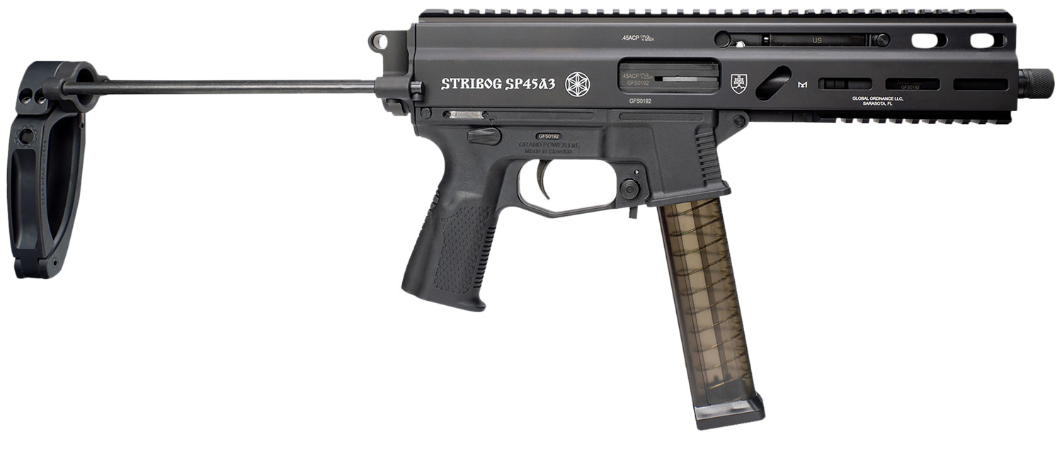 Grand Power 197892004831 SP45A3 Stribog 45 ACP 20+1 8" Black Threaded Barrel, Black Aluminum Picatinny Rail Receiver, Black PDW Tailhook Brace, Black Polymer Grip, Thread Protector 3 Grand Power 197892004831 SP45A3 Stribog 45 ACP 20+1 8" Black Threaded Barrel, Black Aluminum Picatinny Rail Receiver, Black PDW Tailhook Brace, Black Polymer Grip, Thread Protector