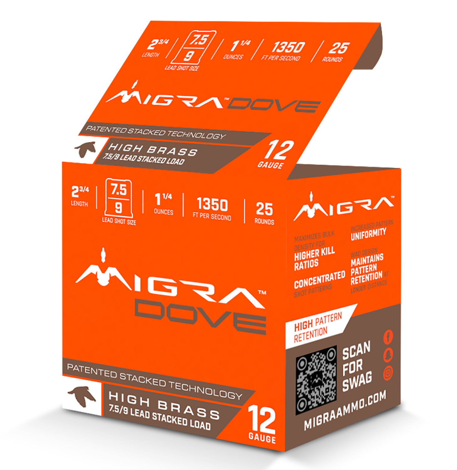 Migra Ammunitions M12UD75-9 Dove 12Gauge 2 3/4" 1 1/4oz 7.5/9Shot 25 Per Box/10 Case 3 Migra Ammunitions M12UD75-9 Dove 12Gauge 2 3/4" 1 1/4oz 7.5/9Shot 25 Per Box/10 Case