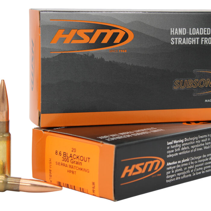 Cart 4 HSM 86BLK1N 8.6Blackout 300gr Hollow Point Boat Tail 20 Per Box/25 Case