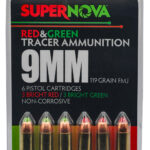 Supernova PMSN9MMMP Green/Red Tracer 9mmLuger 119Gr Full Metal Jacket 6 Per Box/60 Case 1 188528