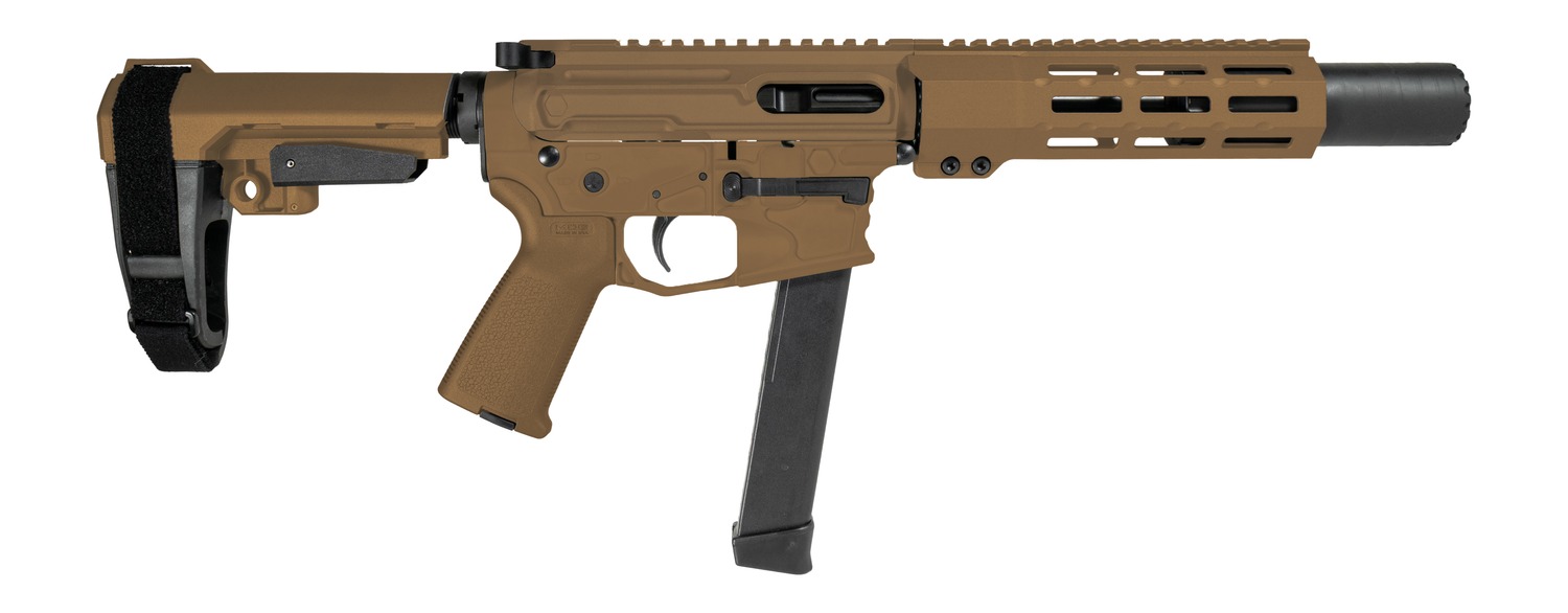 Shark Coast Tactical SCC06735SPFDE9 Sneeky Pete 9mm Luger 30+1 5.50" Black Melonite Threaded Barrel, Flat Dark Earth Cerakote Receiver, SB Tactical SBA3 Brace 3 Shark Coast Tactical SCC06735SPFDE9 Sneeky Pete 9mm Luger 30+1 5.50" Black Melonite Threaded Barrel, Flat Dark Earth Cerakote Receiver, SB Tactical SBA3 Brace
