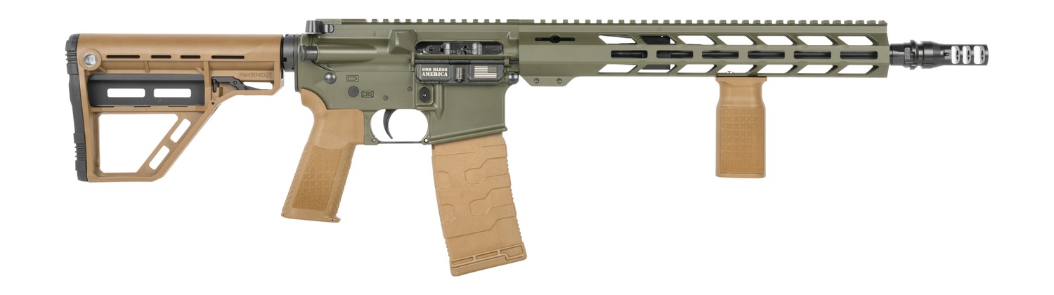 Patriot Ordnance Factory 02549 P-15 Base SMU 300 Blackout 30+1 13.75" Black Nitride Match Grade Barrel, Olive Drab Cerakote Aluminum Receiver w/Picatinny Rail, M-LOK Handguard, Amend2 Adjustable OD Gr