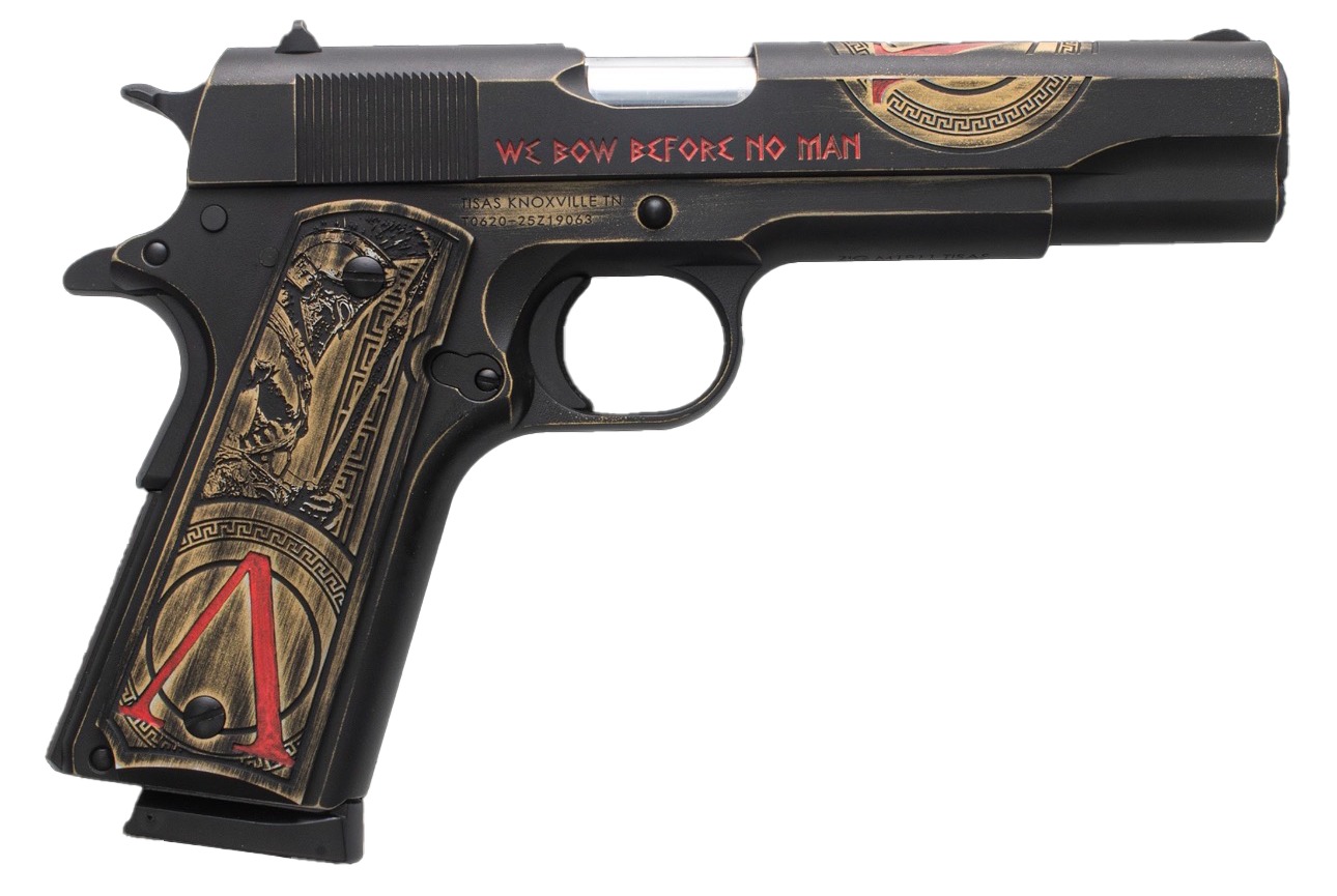 Tisas Arms 10100518AA1 1911 Spartan Full Size 45 ACP 7+1 5" Distressed Multi-Color Cerakote Serrated Slide & Carbon Steel Frame w/Beavertail, Aluminum Cerakote w/Engraving Grip 3 Tisas Arms 10100518AA1 1911 Spartan Full Size 45 ACP 7+1 5" Distressed Multi-Color Cerakote Serrated Slide & Carbon Steel Frame w/Beavertail, Aluminum Cerakote w/Engraving Grip