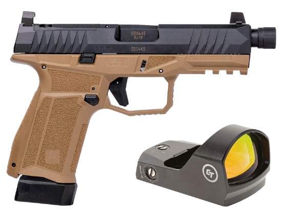 AREX DELTA M TACTICAL 9MM 1X15RD 1X17RD SUPPRESSOR HEIGHT SIGHTS 5X OPTICS PLATES FDE WITH CRIMSON TRACE RED DOT 3 AREX DELTA M TACTICAL 9MM 1X15RD 1X17RD SUPPRESSOR HEIGHT SIGHTS 5X OPTICS PLATES FDE WITH CRIMSON TRACE RED DOT