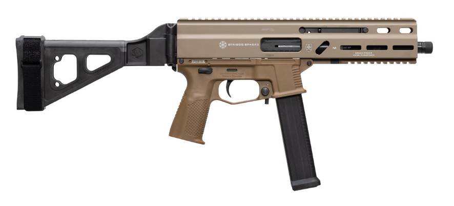 GRAND POWER STRIBOG SP45A3 .45 ACP 8IN BARRELSUB PISTOL SBT BRACE FDE 3 GRAND POWER STRIBOG SP45A3 .45 ACP 8IN BARRELSUB PISTOL SBT BRACE FDE