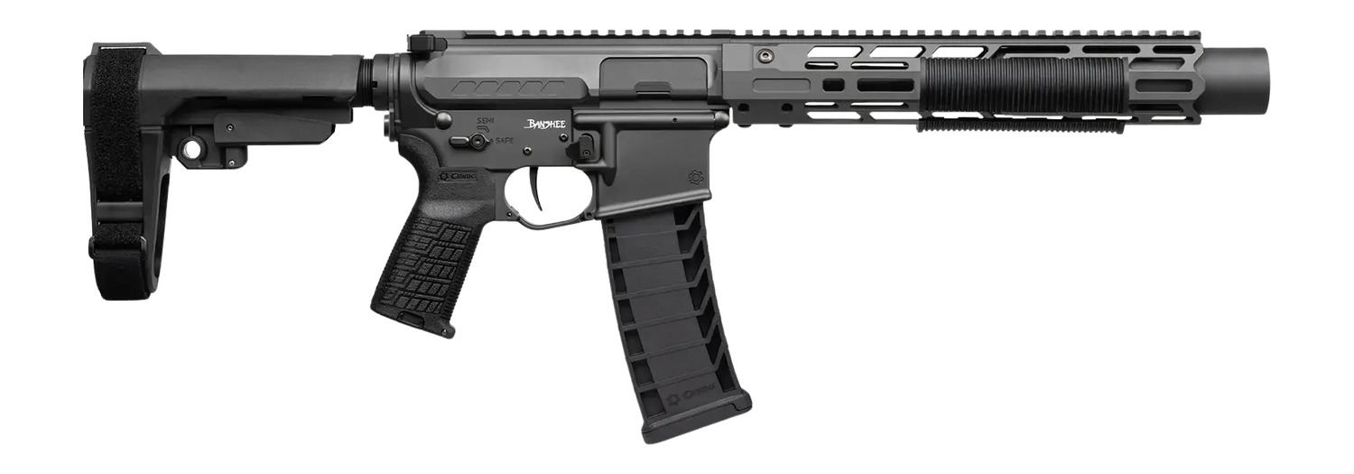 CMMG 94A68CD-TNG Zeroed Banshee Mk4 9mm Luger 33+1 6.50" Black Nitride Threaded Barrel, Tungsten Cerakote Aluminum Receiver w/Picatinny Rail, M-LOK Handguard, Black Polymer CMMG RipBrace, CMMG Zeroed