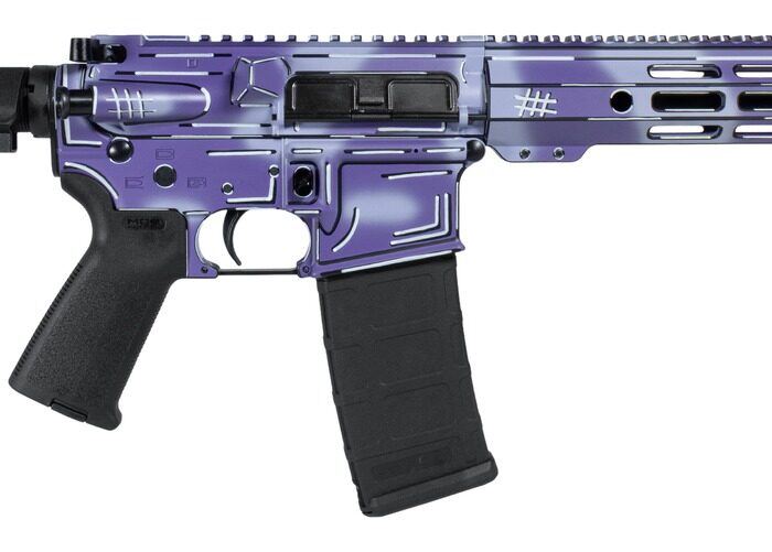 Shark Coast Tactical SCC06278APUR-P Anime-15 Purple 5.56 NATO 30+1 10.50" Black Nitride Threaded Barrel, Purple Cerakote Aluminum Receiver w/Picatinny Rail, M-LOK Handguard, Polymer SB Tactical SBA3 B