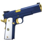 Dickinson LLC DKSN45SM Adam 1911 Sapphire Full Size 45 ACP 8+1 5" Gold Barrel, Blue Sapphire Steel Slide & Frame w/Beavertail White Grip 2 200589
